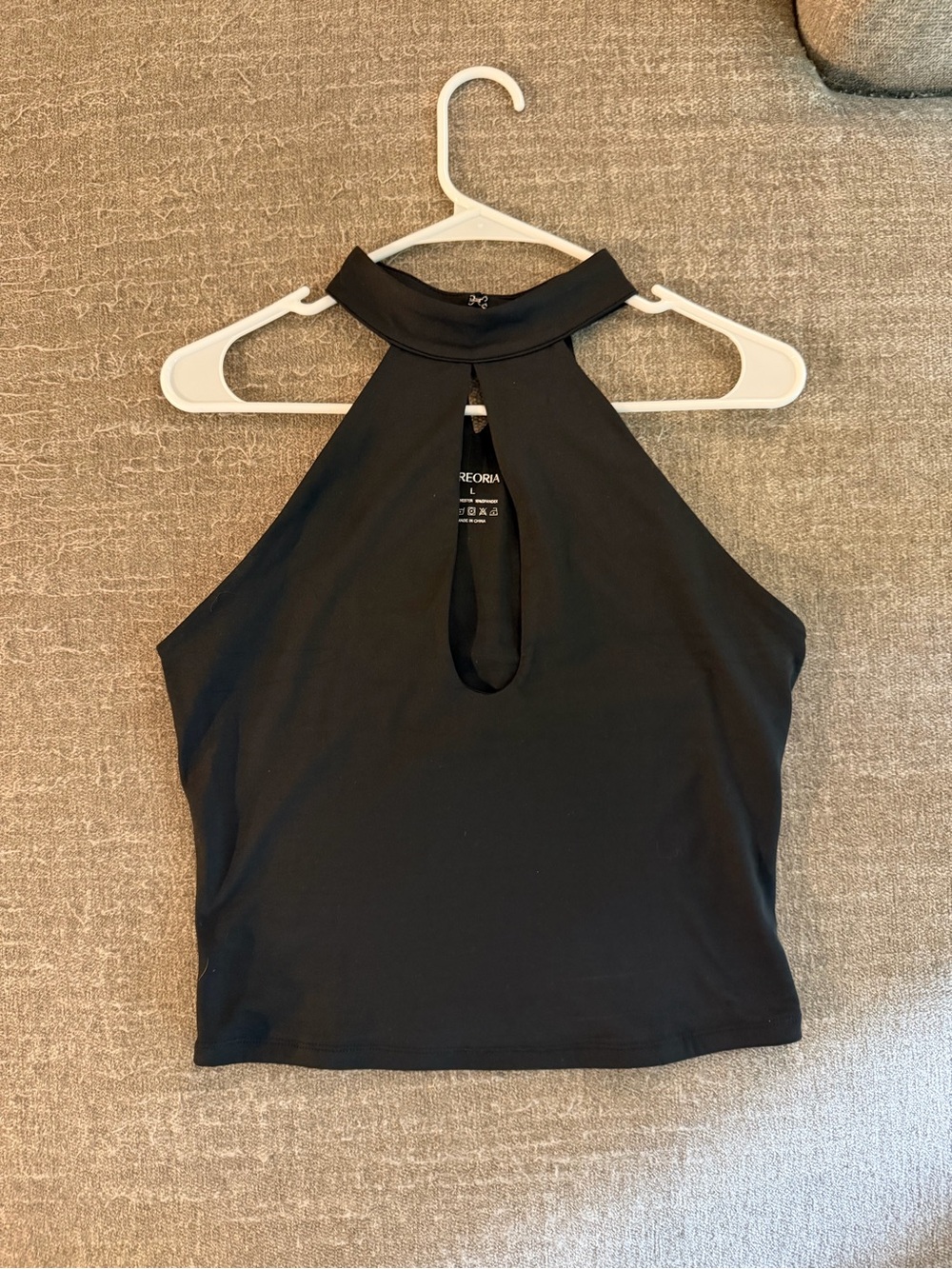 Black Halter Neck Keyhole Crop Top